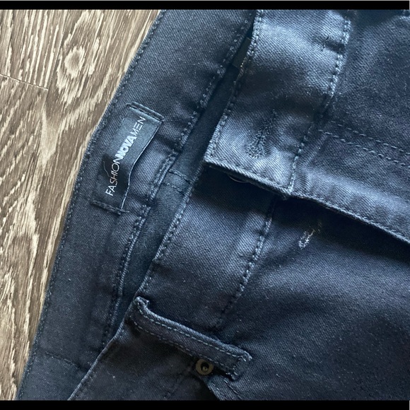 Mens Slim Washed Stretch Black Denim - Picture 4 of 5